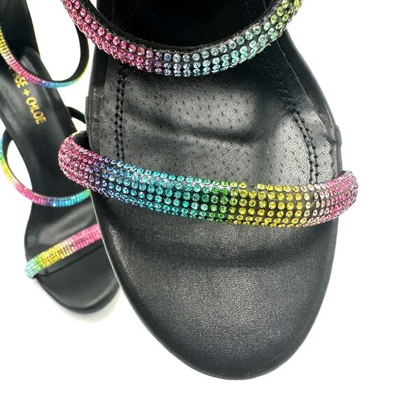 NWT Chase + Chloe Stiletto Rainbow Rhinestone Strappy Heels, Women's 8.5 (FF) - Picture 8 of 9